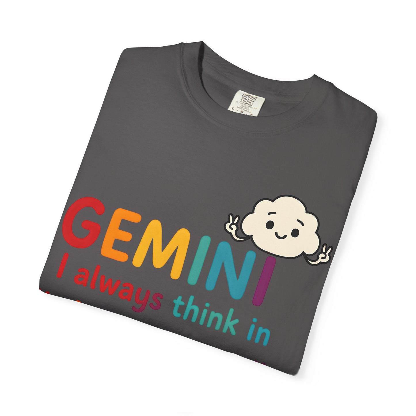 Gemini I Always Think in Air Quotes Tee – Colorful Zodiac Humor Shirt