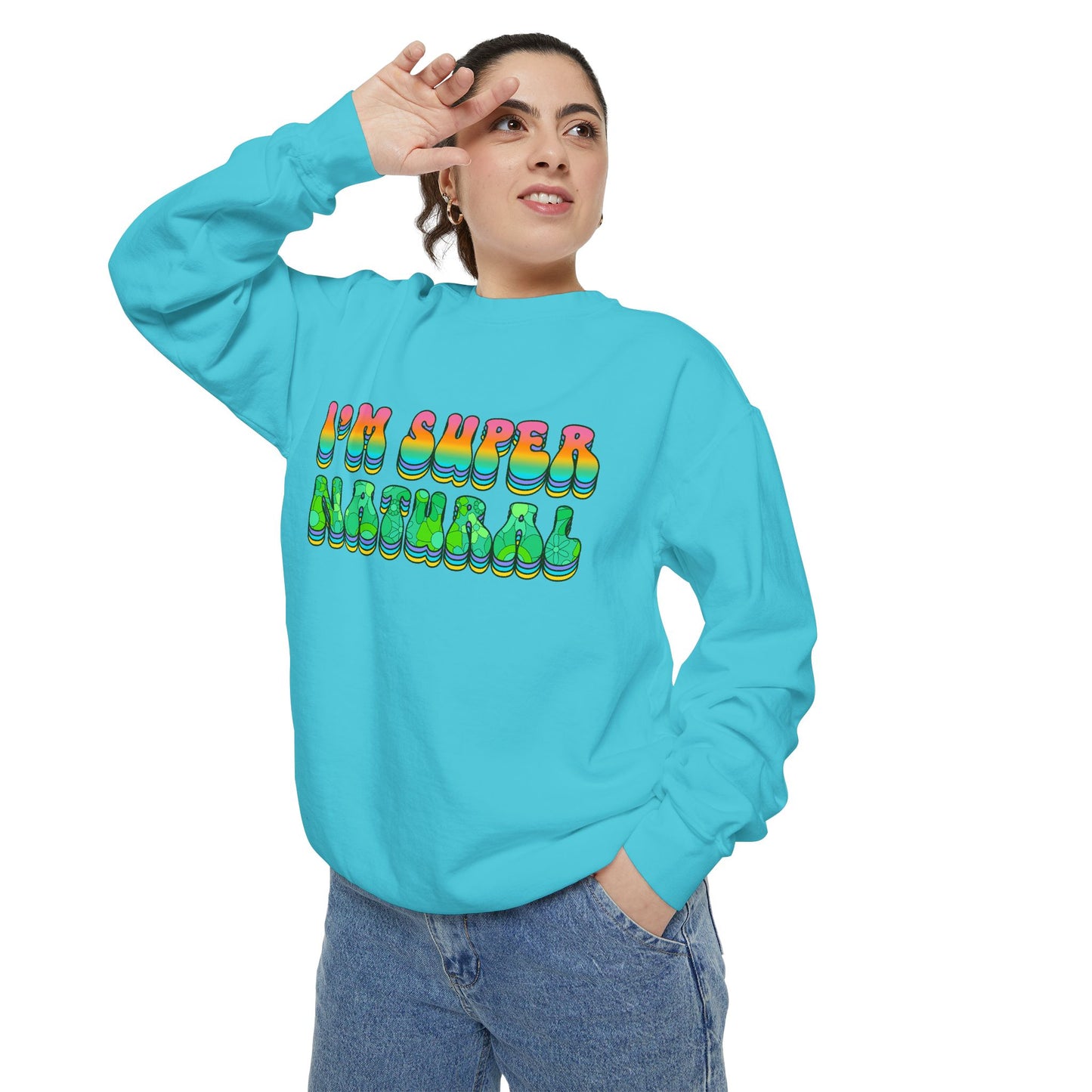 I’m Super Natural Unisex Crewneck – Empowering Retro Comfort Colors Midweight Sweatshirt