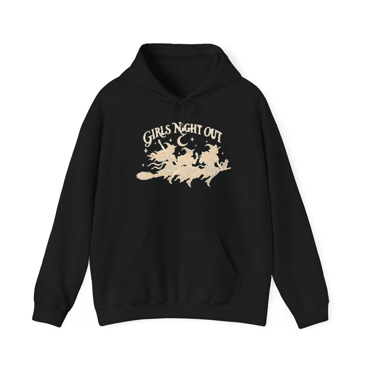 Girls Night Out Hoodie | Funny Witches on a Broom Graphic Halloween Pullover