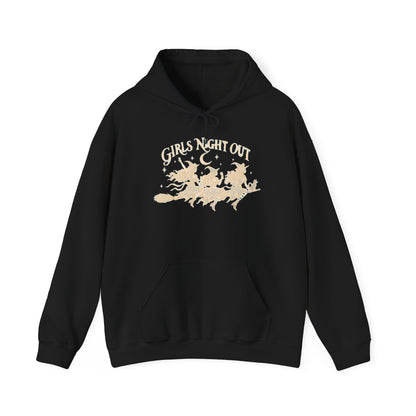 Girls Night Out Hoodie | Funny Witches on a Broom Graphic Halloween Pullover