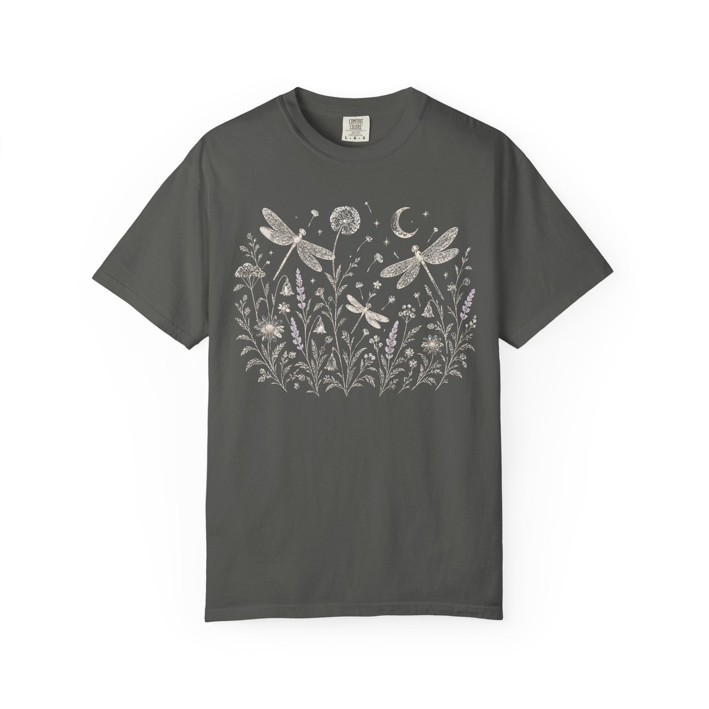Boho Floral Night Sky Dragonfly Meadow T-Shirt