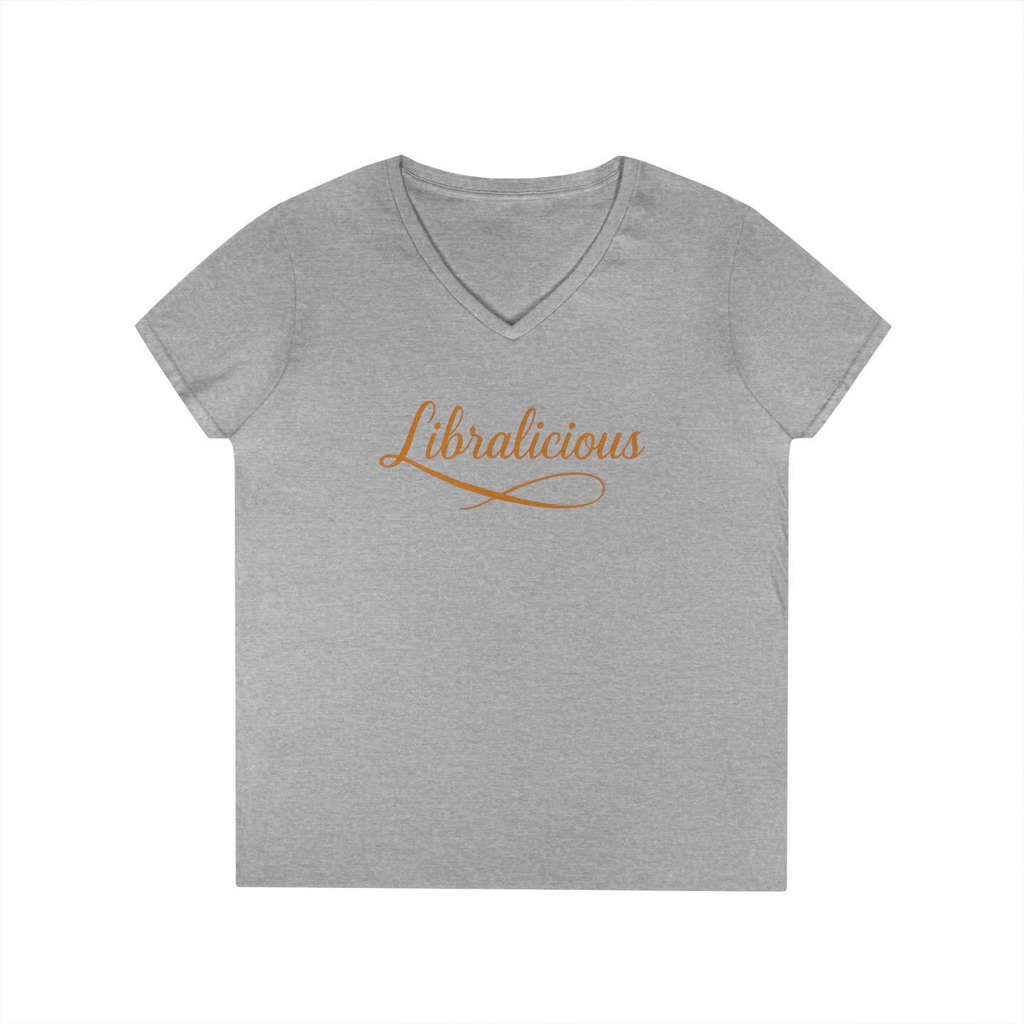 Libralicious Women’s V-Neck Tee – Empowering Retro Zodiac Script Shirt