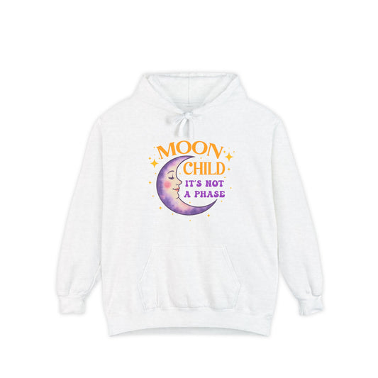 Moon Child Not a Phase Unisex Hoodie – Colorful Celestial Comfort Colors Midweight Hoodie