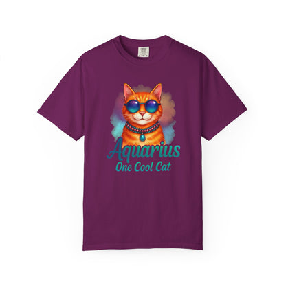 Aquarius One Cool Cat – Zodiac Kitty Vibes Tee