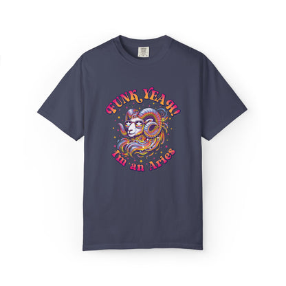 FUNK YEAH!! I’m an Aries Tee – Retro Multicolor Zodiac Shirt, Groovy Fun Style