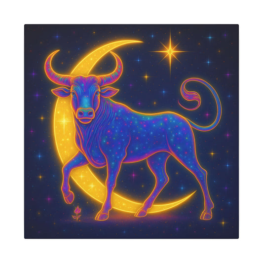 Radiant Rainbow Bull – Celestial Wall Art (Taurus Inspired)