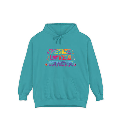 Peace Love & Cancer Unisex Hoodie – Groovy Retro Comfort Colors Midweight Hoodie