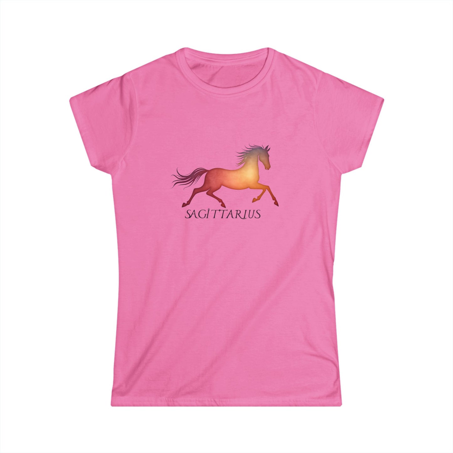 Sagittarius Women’s Softstyle Tee – Empowering Celestial Horse Zodiac Shirt