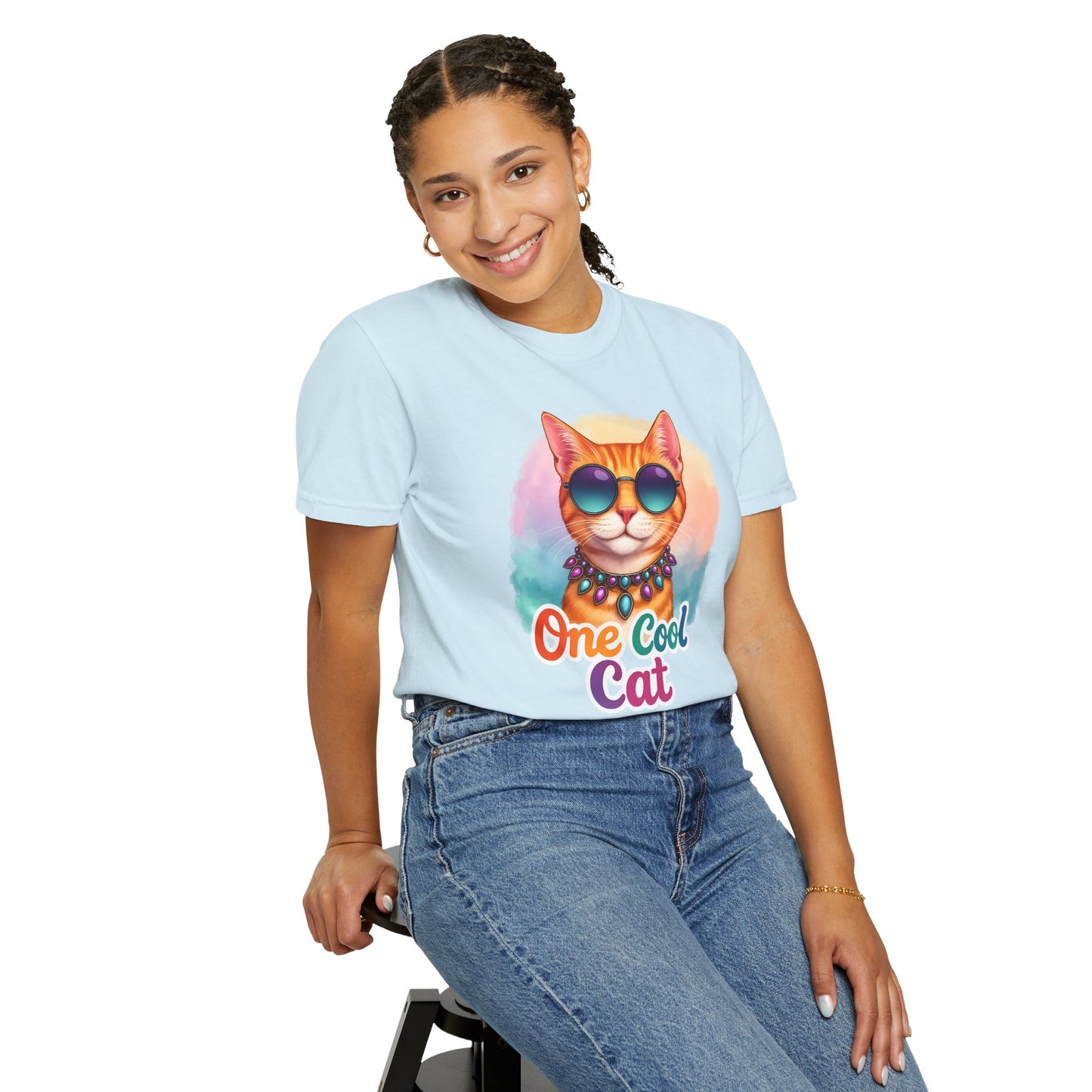 One Cool Cat  -  Funny Retro Groovy Cat Lover Tee