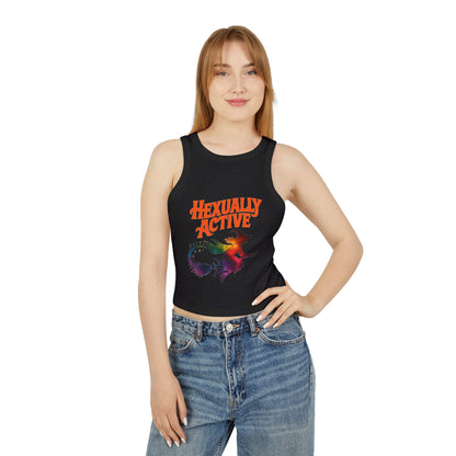Hexually Active - Fun Witch Racerback Cropped Tank