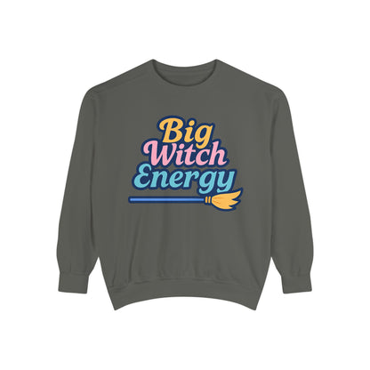 Big Witch Energy Sweatshirt – Colorful Pastel Broom Pullover