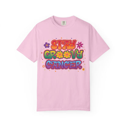 Stay Groovy Cancer Tee – Retro Colorful Zodiac Shirt
