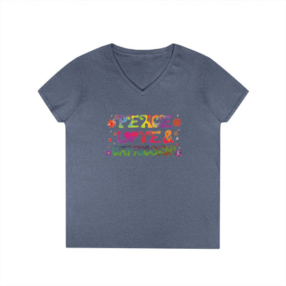 Peace Love Capricorn Women’s V-Neck Tee – Empowering Retro Zodiac Shirt