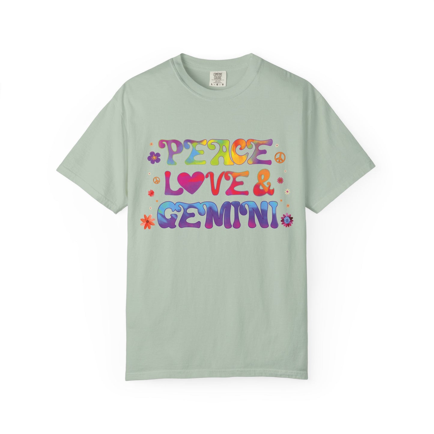 Peace Love & Gemini – Retro Groovy Zodiac Tee