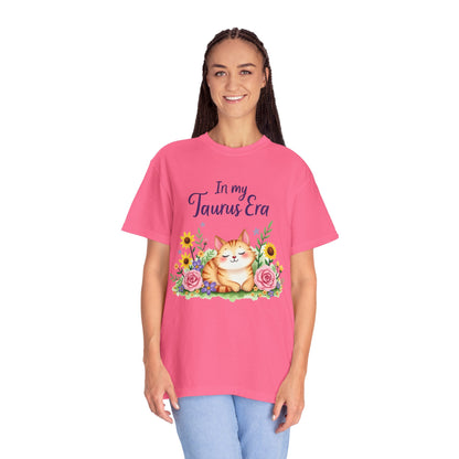 In My Taurus Era Tee – Colorful Zodiac Cat Shirt