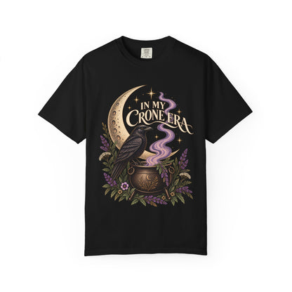 Crone Era Shirt, Witchy Gothic Botanical Raven Cauldron Tee