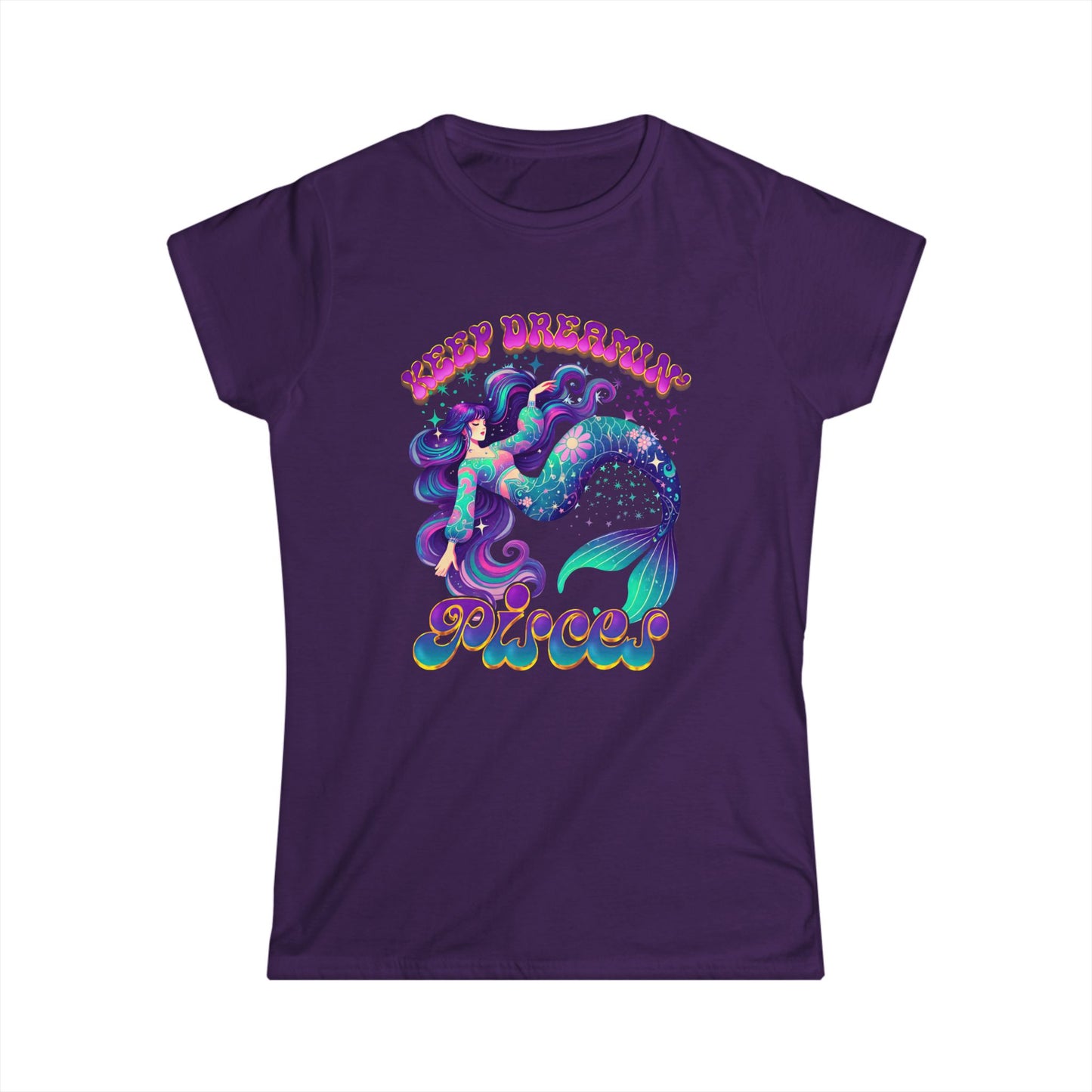 Keep Dreamin’ Pisces Women’s Softstyle Tee – Empowering Retro Zodiac Shirt