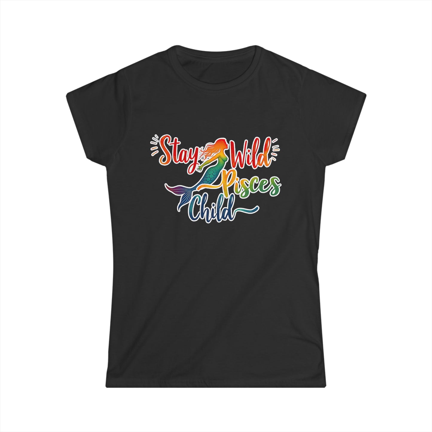 Stay Wild Pisces Child Women’s Softstyle Tee – Empowering Mermaid Zodiac Shirt