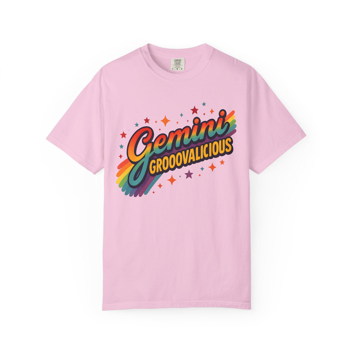 Gemini Groovalicious - Retro Disco Rainbow Zodiac Tee - Enchanted Sky