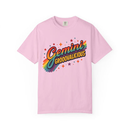 Gemini Groovalicious - Retro Disco Rainbow Zodiac Tee - Enchanted Sky