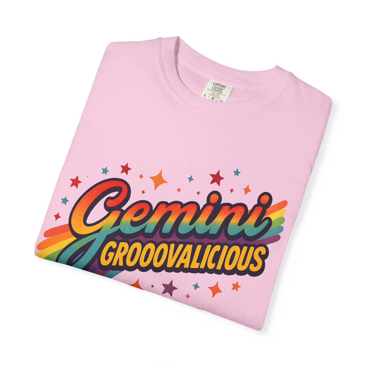 Gemini Groovalicious - Retro Disco Rainbow Zodiac Tee - Enchanted Sky