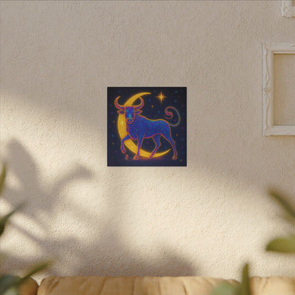 Radiant Rainbow Bull – Celestial Wall Art (Taurus Inspired)
