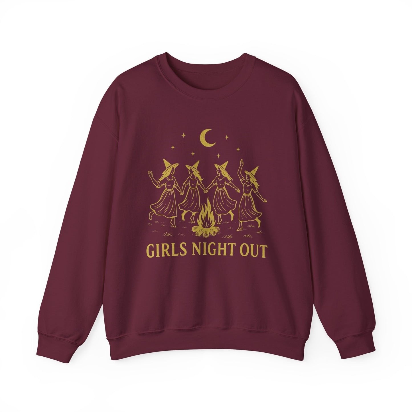 Girls Night Out Crewneck Sweatshirt – Dancing Witches Bonfire Graphic (Unisex)