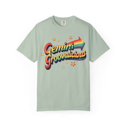 Gemini Groovalicious - Retro Rainbow Arrow Zodiac Tee
