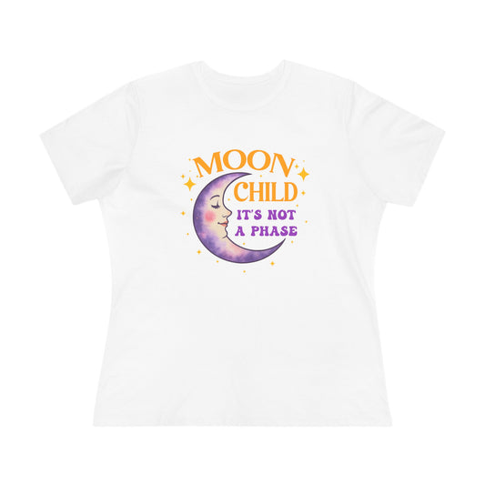 Moon Child It's Not A Phase Women’s Relaxed Tee – Empowering Celestial Colorful Shirt