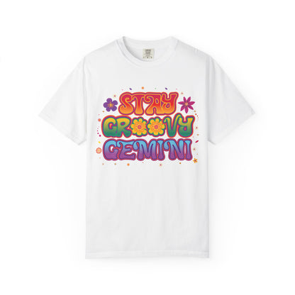 Stay Groovy Gemini – Flower Power Retro Zodiac Tee