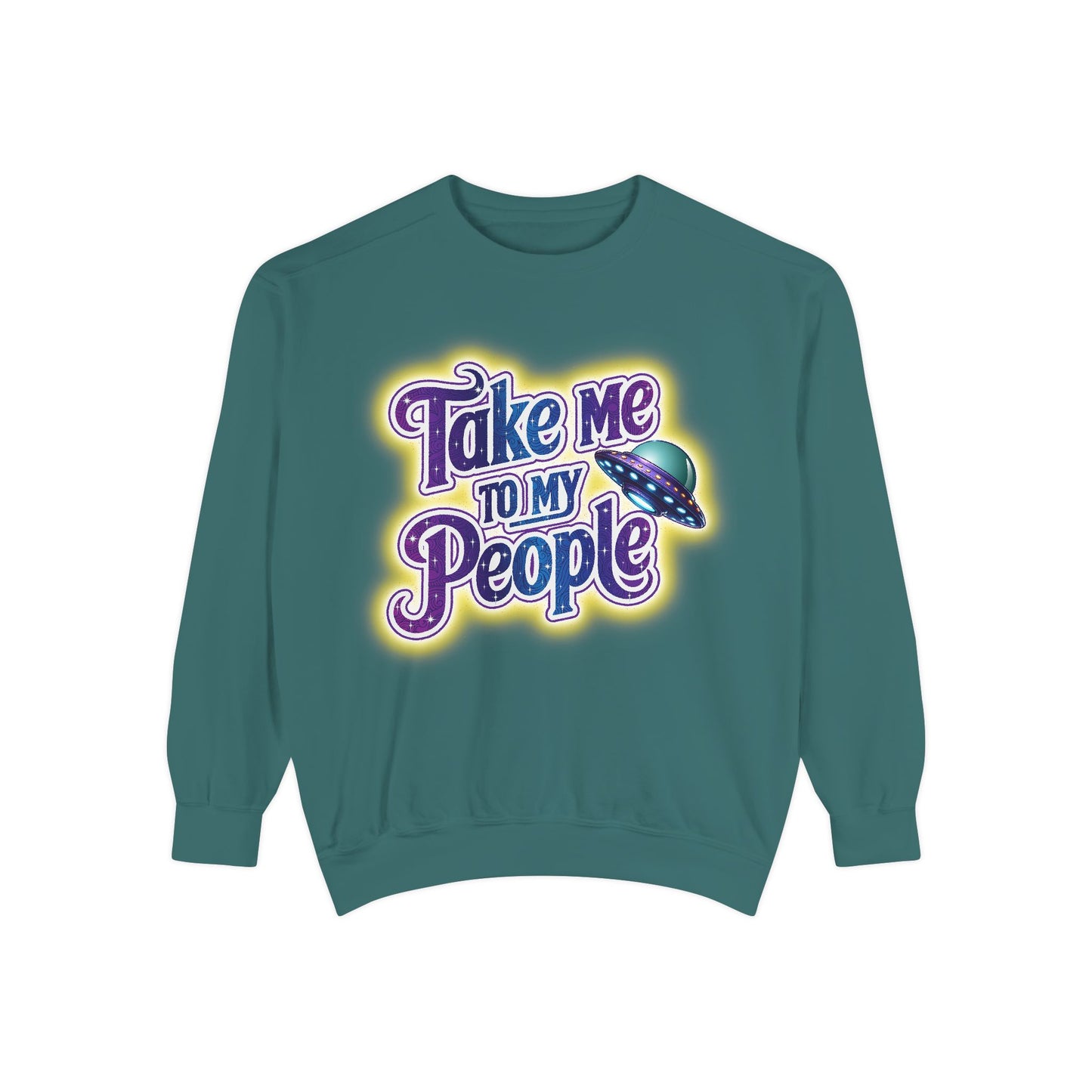 Take Me To My People Sweatshirt – Retro UFO Alien Pullover