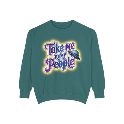 Take Me To My People Sweatshirt – Retro UFO Alien Pullover