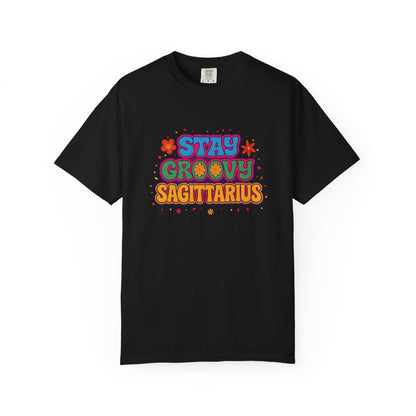 Stay Groovy Sagittarius – Retro Flower Power Zodiac Shirt