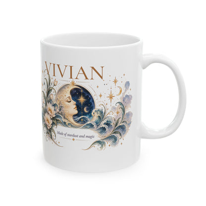 Personalized Boho Celestial Moon Mug, Custom Name Coffee Cup, Celestial Wave Mug, Astrology Gift for Her