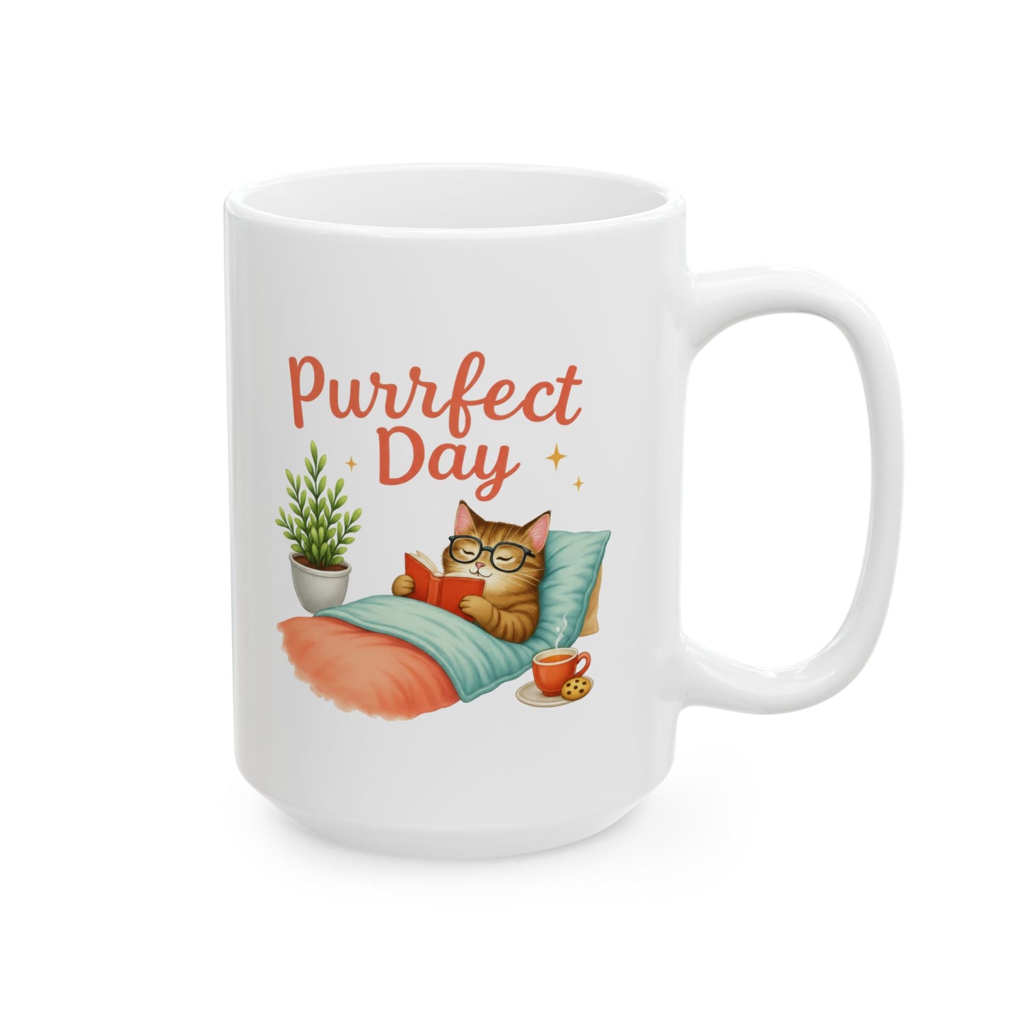 Purrfect Day – Cozy Cat Reading Adorable Coffee Mug (11oz & 15oz)
