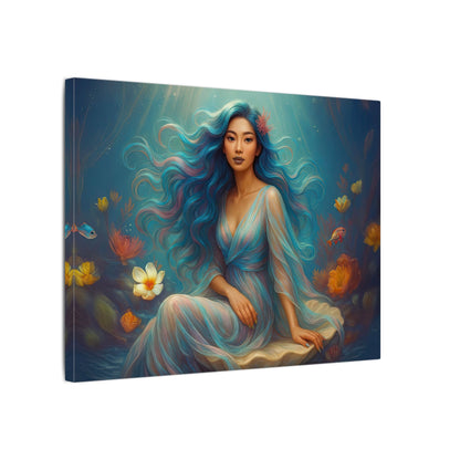 Pisces Zodiac Wall Art, Ocean Goddess Canvas Print, Astrology Home Decor, Pisces Gift for Her, Underwater Fantasy Painting, Star Sign Wall Decor
