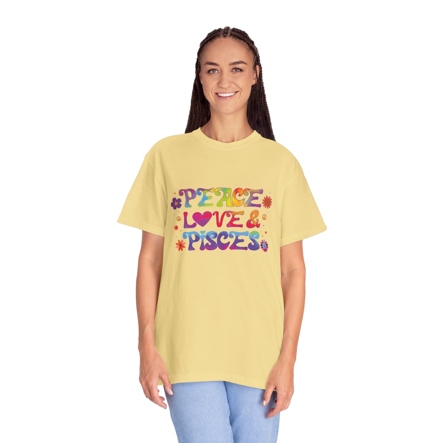 Peace Love & Pisces Tee – Retro Colorful Zodiac Shirt