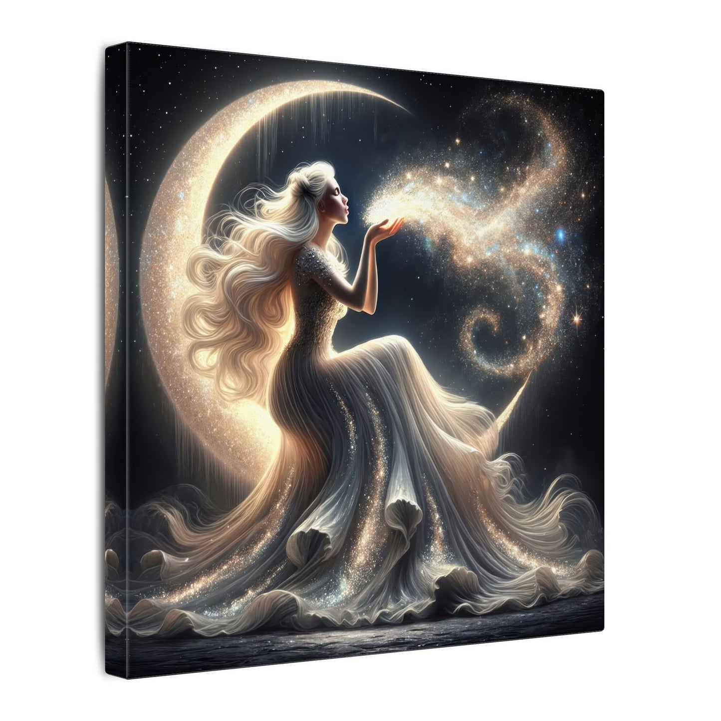 Stardust Wishes – Glamorous Moon Goddess Wall Art (Art Nouveau Inspired)