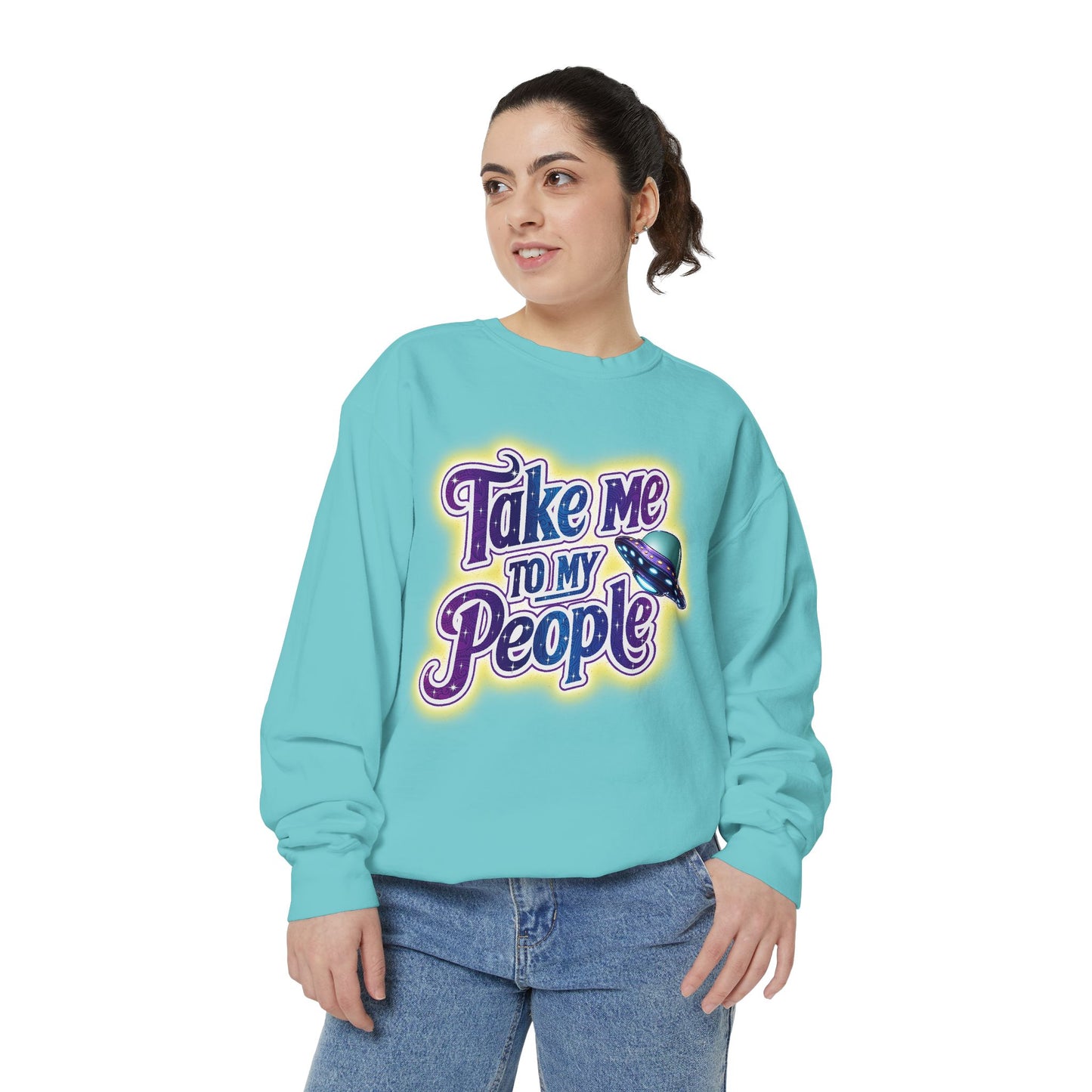 Take Me To My People Sweatshirt – Retro UFO Alien Pullover