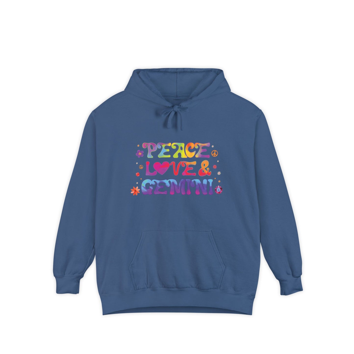 Peace Love & Gemini Unisex Hoodie – Groovy Retro Comfort Colors Midweight Hoodie