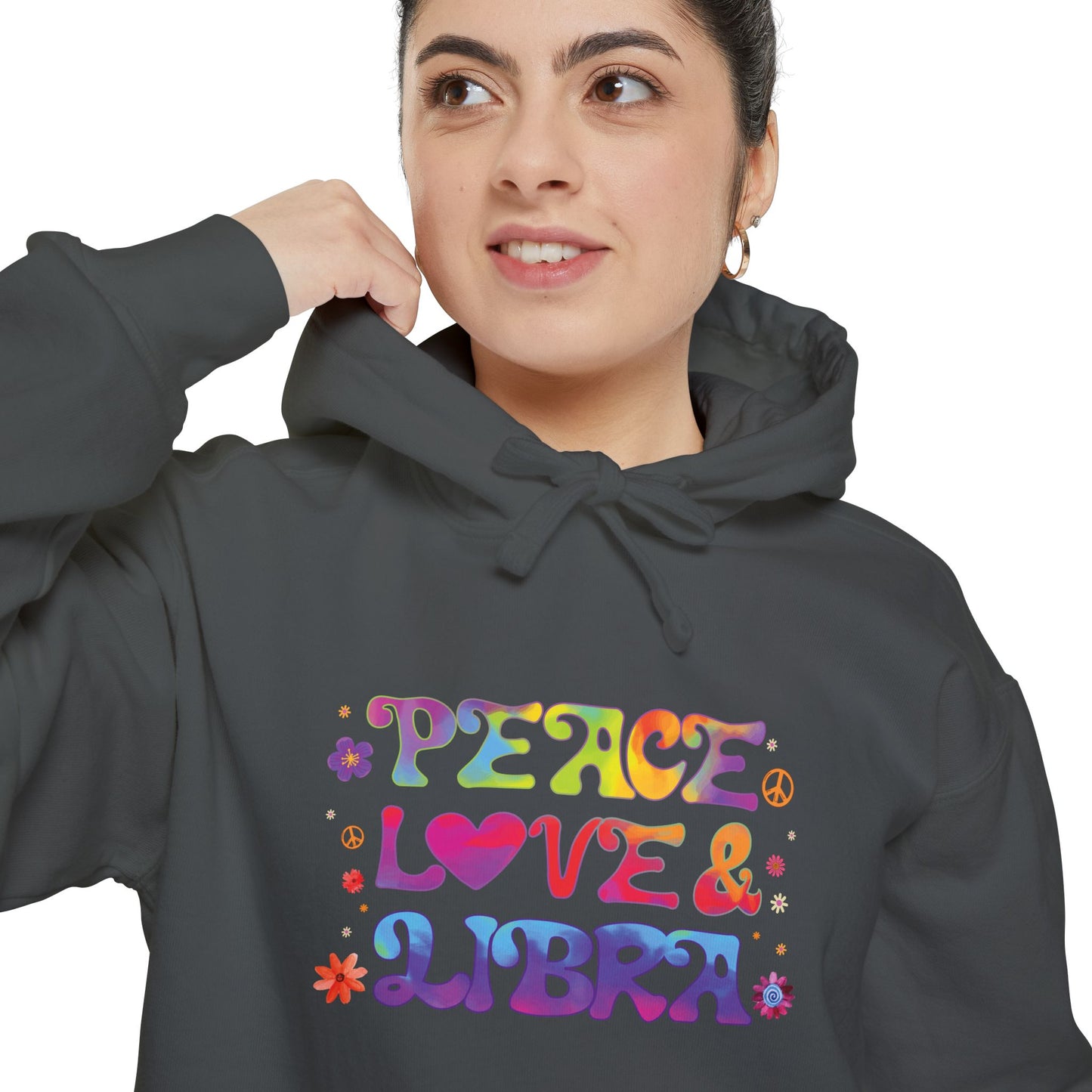 Peace Love & Libra Unisex Hoodie – Groovy Retro Comfort Colors Midweight Hoodie