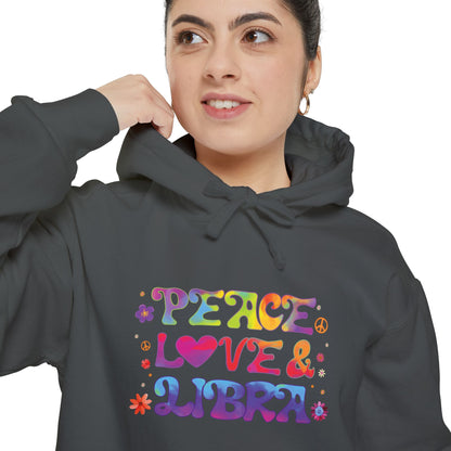 Peace Love & Libra Unisex Hoodie – Groovy Retro Comfort Colors Midweight Hoodie