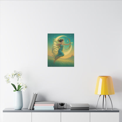 Artemis of the Stars – Celestial Moon Goddess Art Nouveau Canvas Wall Art