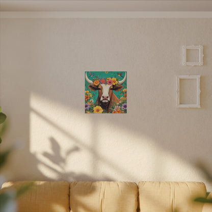 Bull in Bloom – Colorful Floral Taurus Wall Art