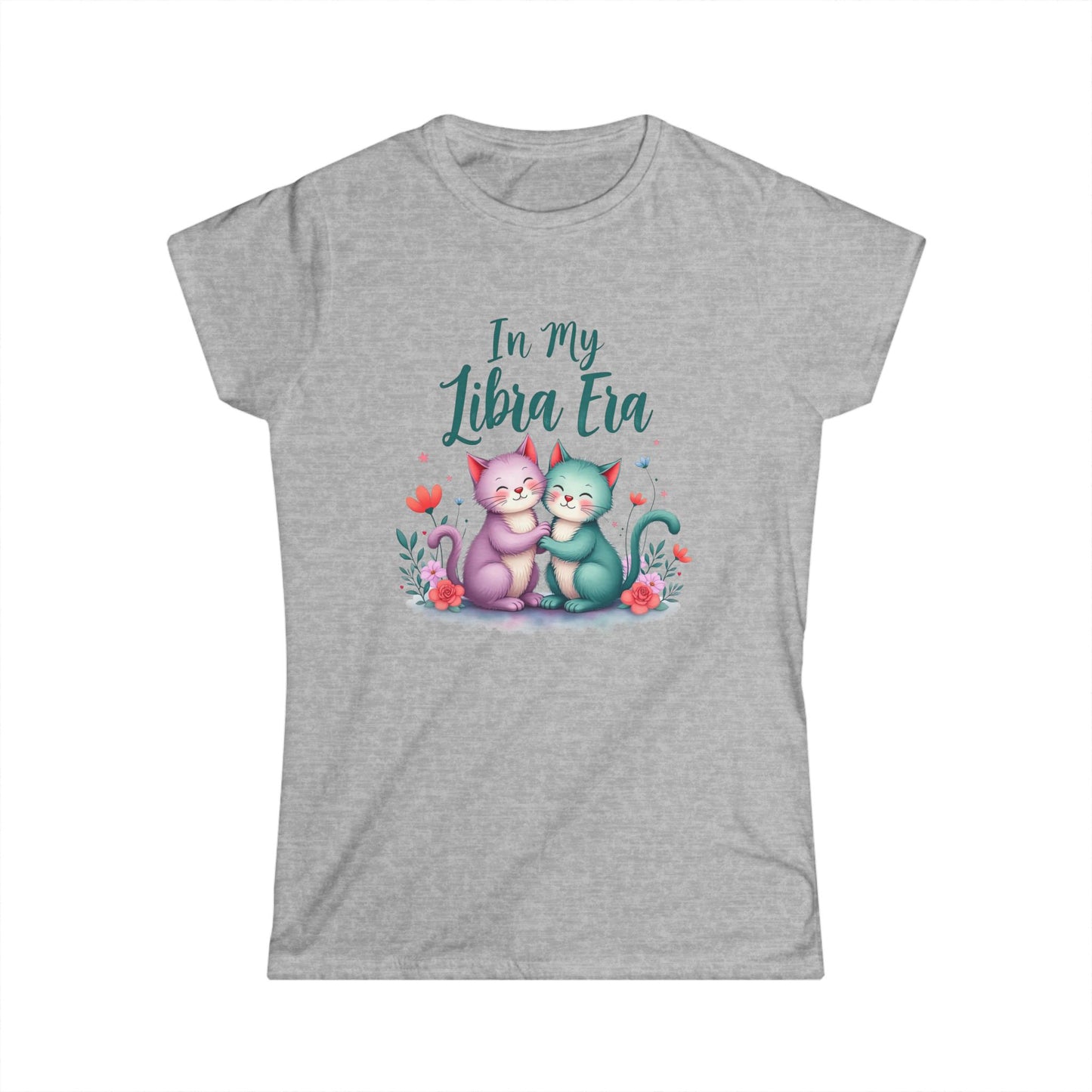 In My Libra Era Women’s Softstyle Tee – Empowering Zodiac Cat Shirt