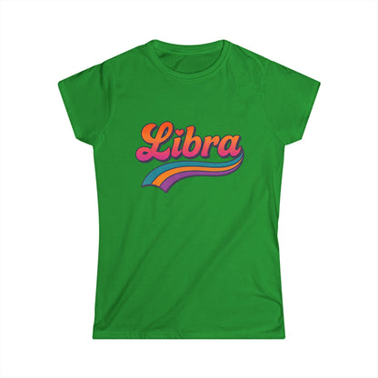 Libra Women’s Softstyle Tee – Empowering Retro Zodiac Colorful Shirt