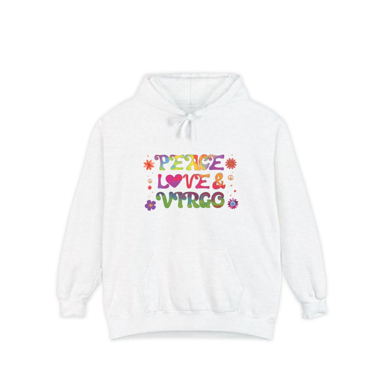 Peace Love & Virgo Unisex Hoodie – Groovy Retro Comfort Colors Midweight Hoodie