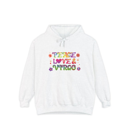 Peace Love & Virgo Unisex Hoodie – Groovy Retro Comfort Colors Midweight Hoodie