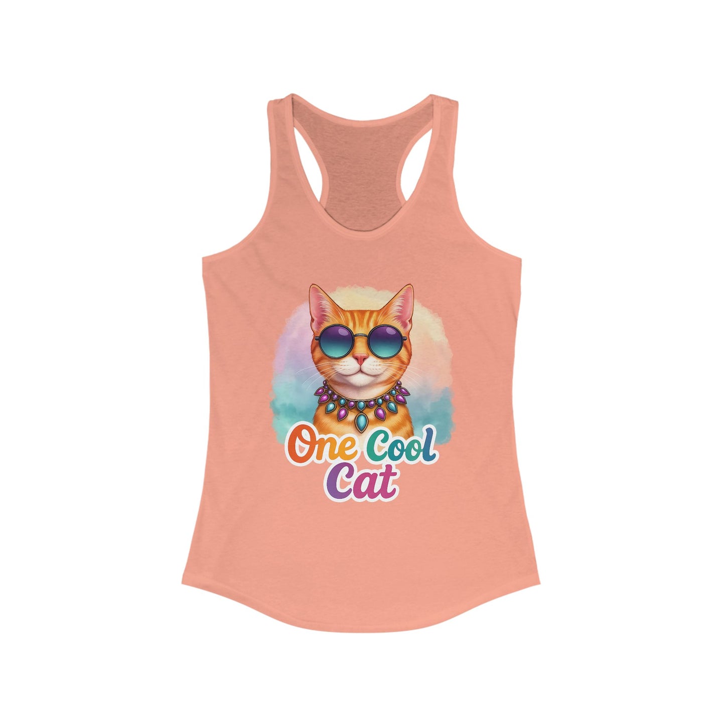 Cool Cat -Colorful Fun Groovy Kitty - Women's Racerback Tank