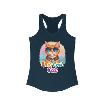Cool Cat -Colorful Fun Groovy Kitty - Women's Racerback Tank